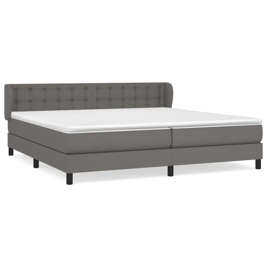 Sommier à lattes de lit avec matelas Gris 200x200 cm Similicuir - 2