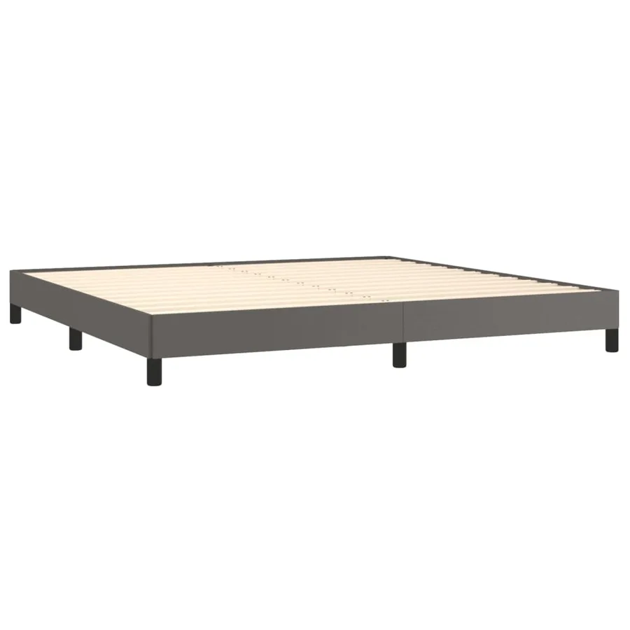 Sommier à lattes de lit avec matelas Gris 200x200 cm Similicuir - 4