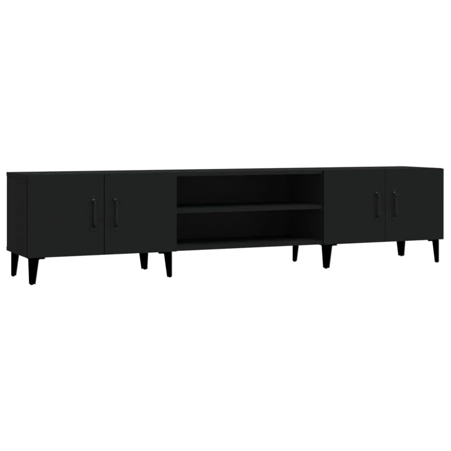 Meuble TV noir 180x31,5x40 cm bois d'ingénierie - 2