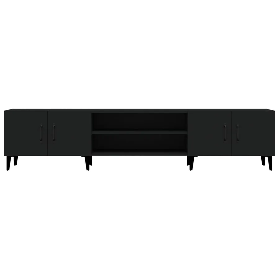 Meuble TV noir 180x31,5x40 cm bois d'ingénierie - 6