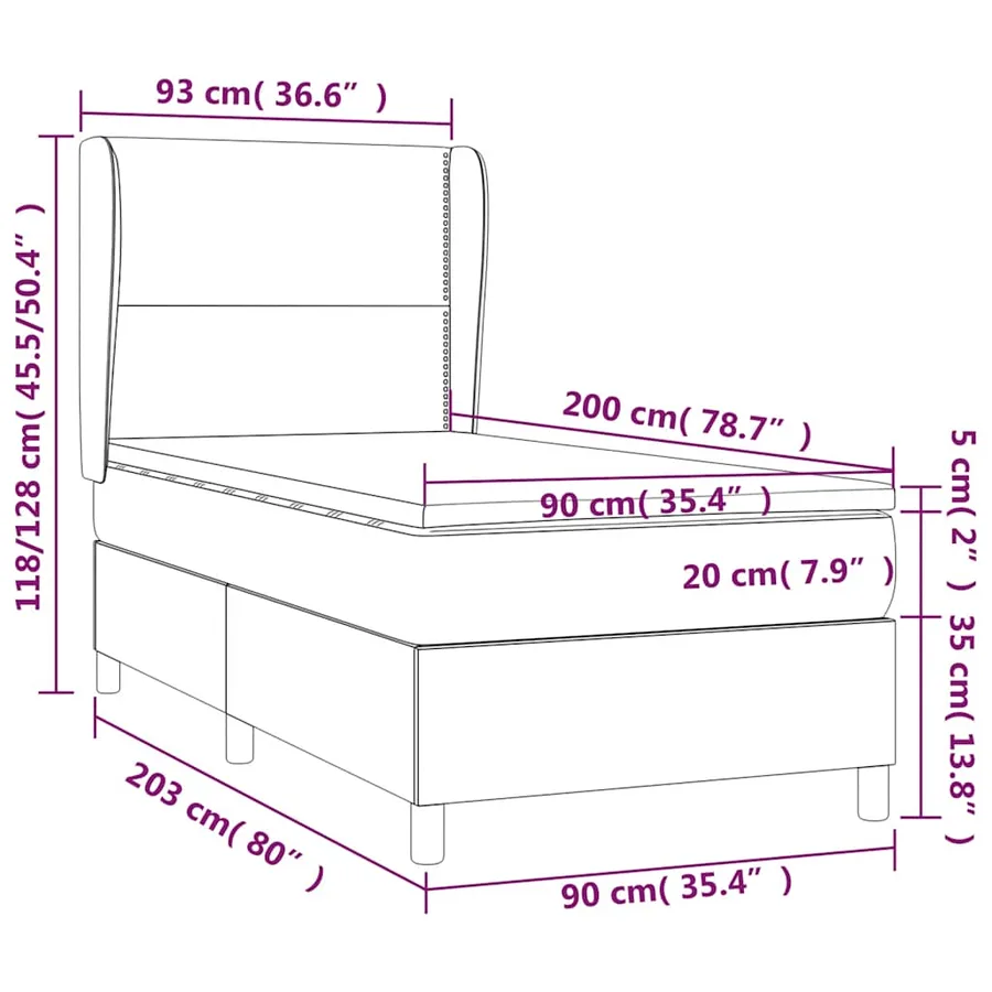 Sommier à lattes de lit avec matelas Noir 90x200 cm Tissu - 7