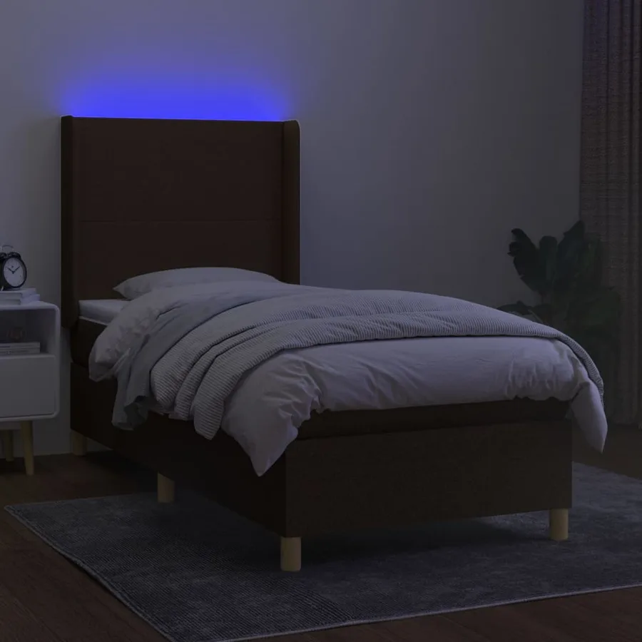 Sommier à lattes de lit matelas et LED Marron foncé 100x200cm - 3