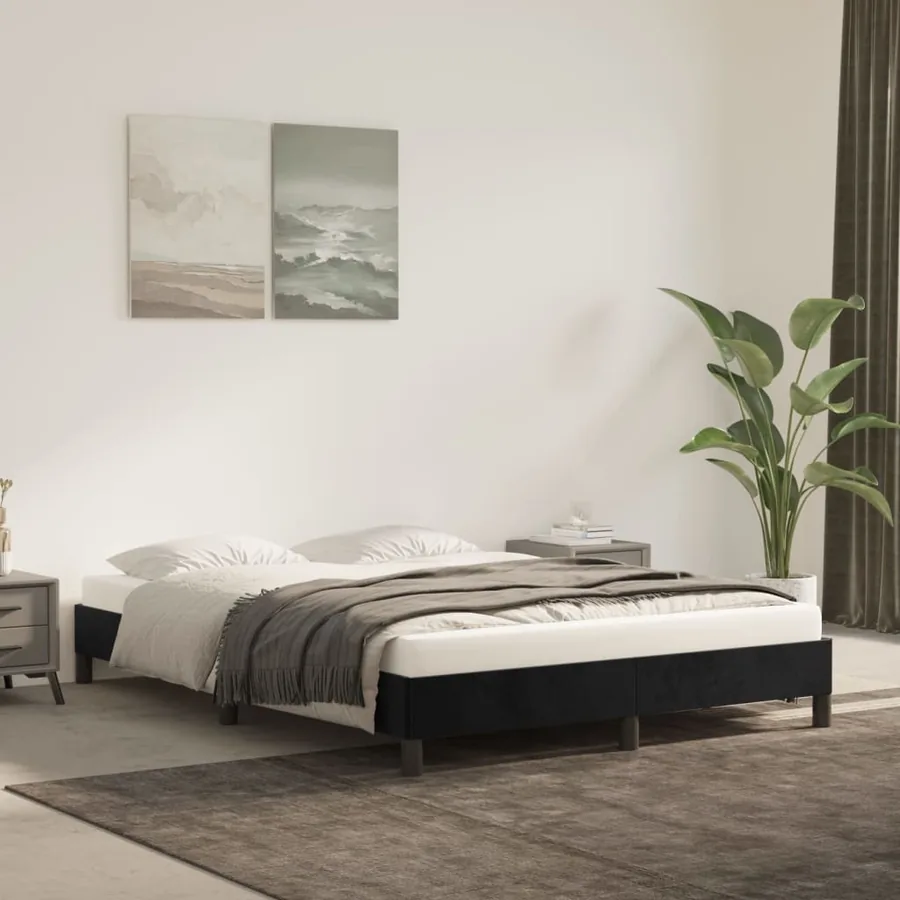 Cadre de lit sans matelas noir 140x190 cm velours