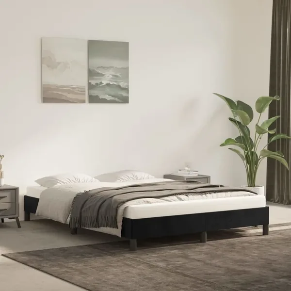 Cadre de lit sans matelas noir 140x190 cm velours