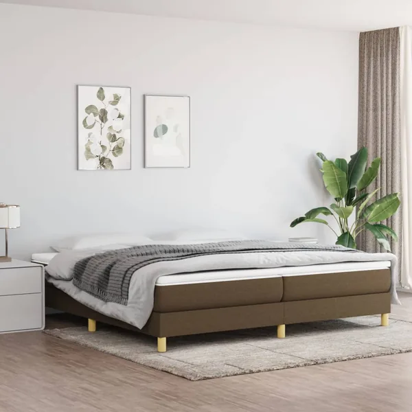 Sommier à lattes de lit avec matelas Marron foncé 200x200 cm