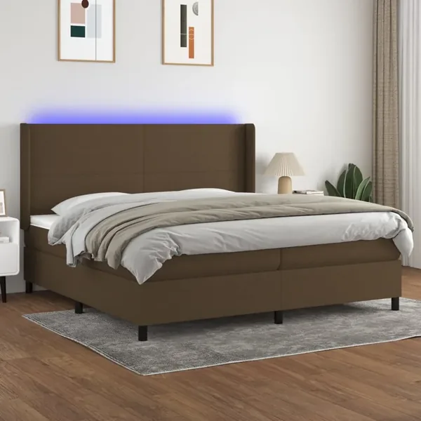 Sommier à lattes de lit matelas LED Marron foncé 200x200 cm