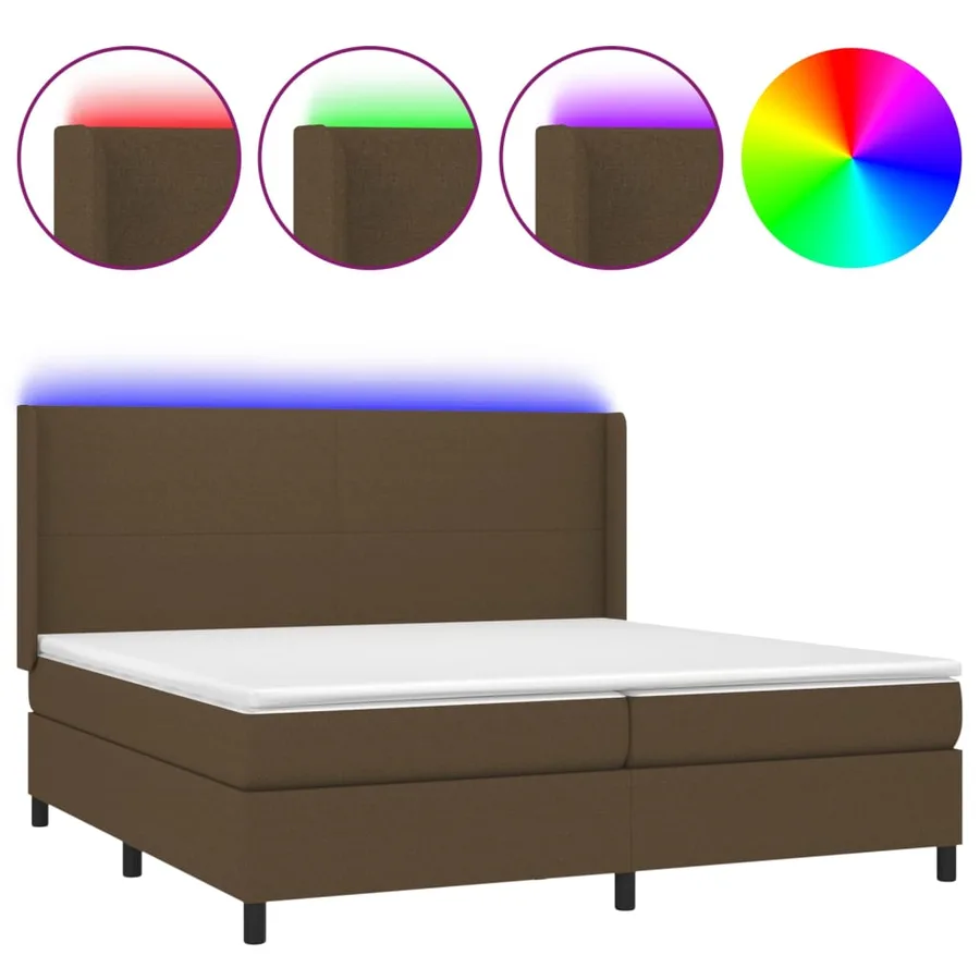 Sommier à lattes de lit matelas LED Marron foncé 200x200 cm - 2