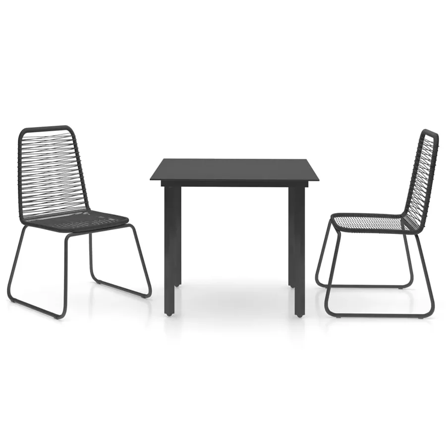 Ensemble à manger de jardin 3 pcs PVC résine tressée noir - 2