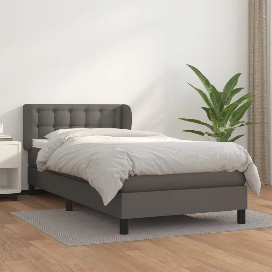 Sommier à lattes de lit avec matelas Gris 90x190 cm Similicuir