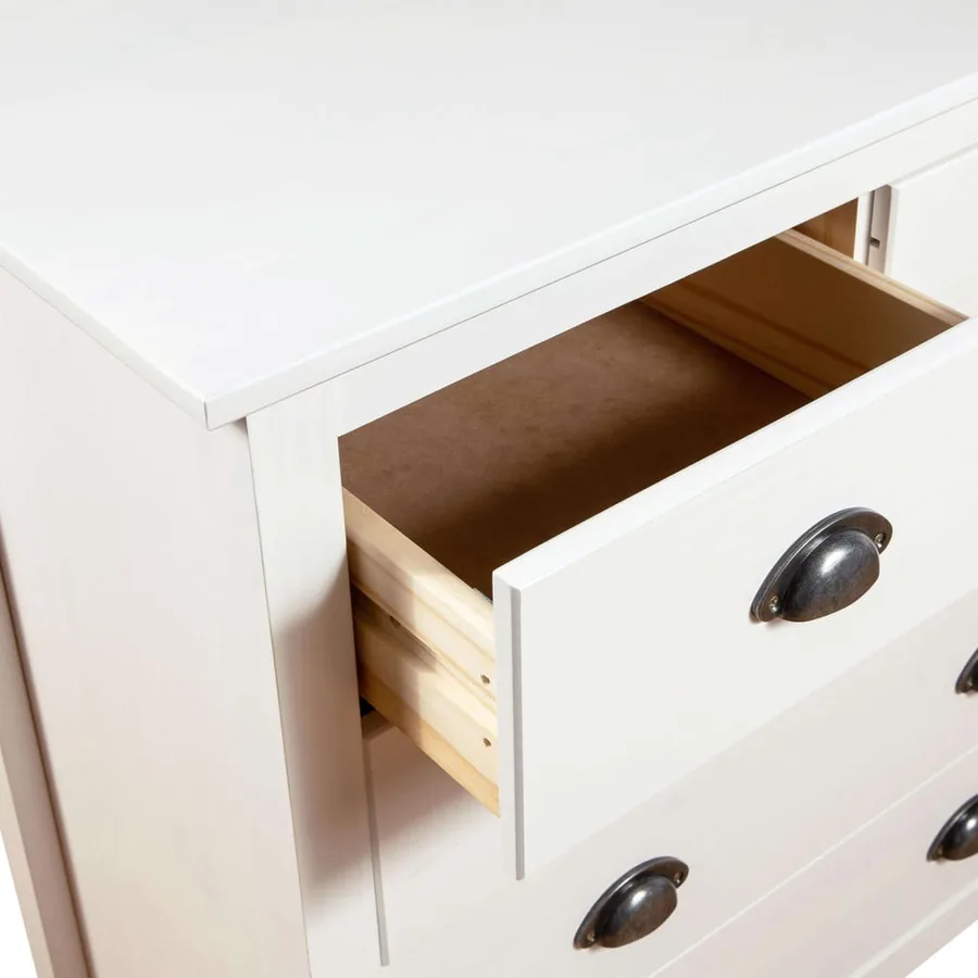 Buffet Hill Blanc 79x40x80 cm Bois de pin solide - 6