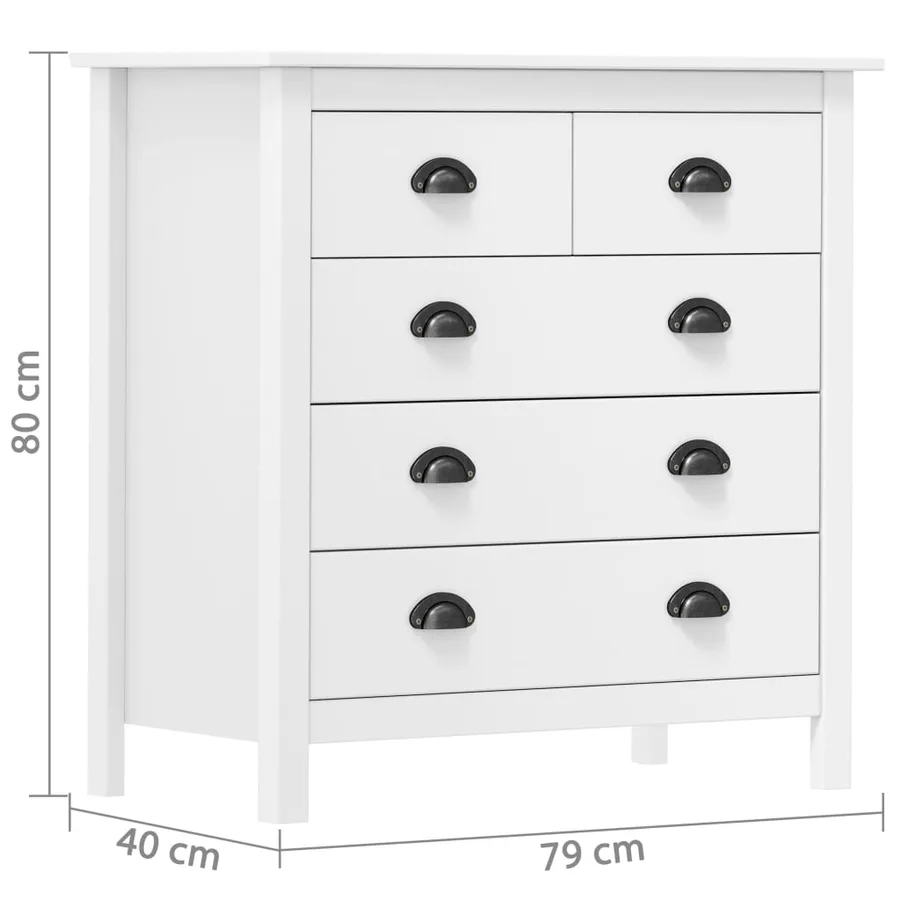 Buffet Hill Blanc 79x40x80 cm Bois de pin solide - 7