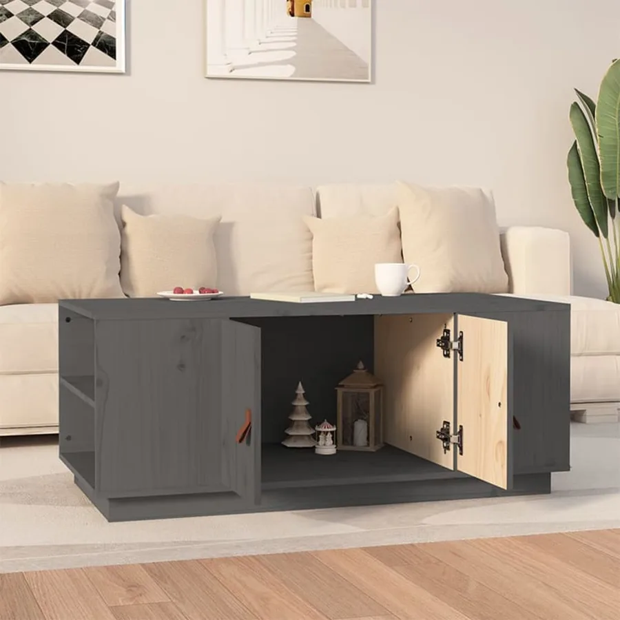 Table basse Gris 100x50x41 cm Bois massif de pin - 3