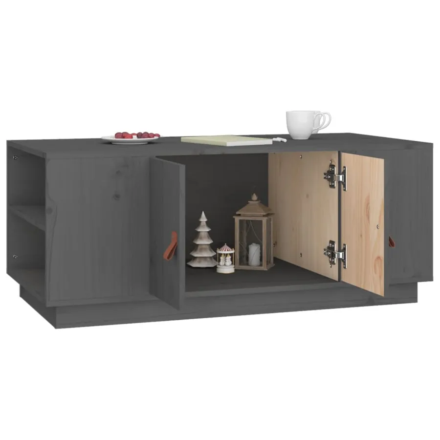 Table basse Gris 100x50x41 cm Bois massif de pin - 4