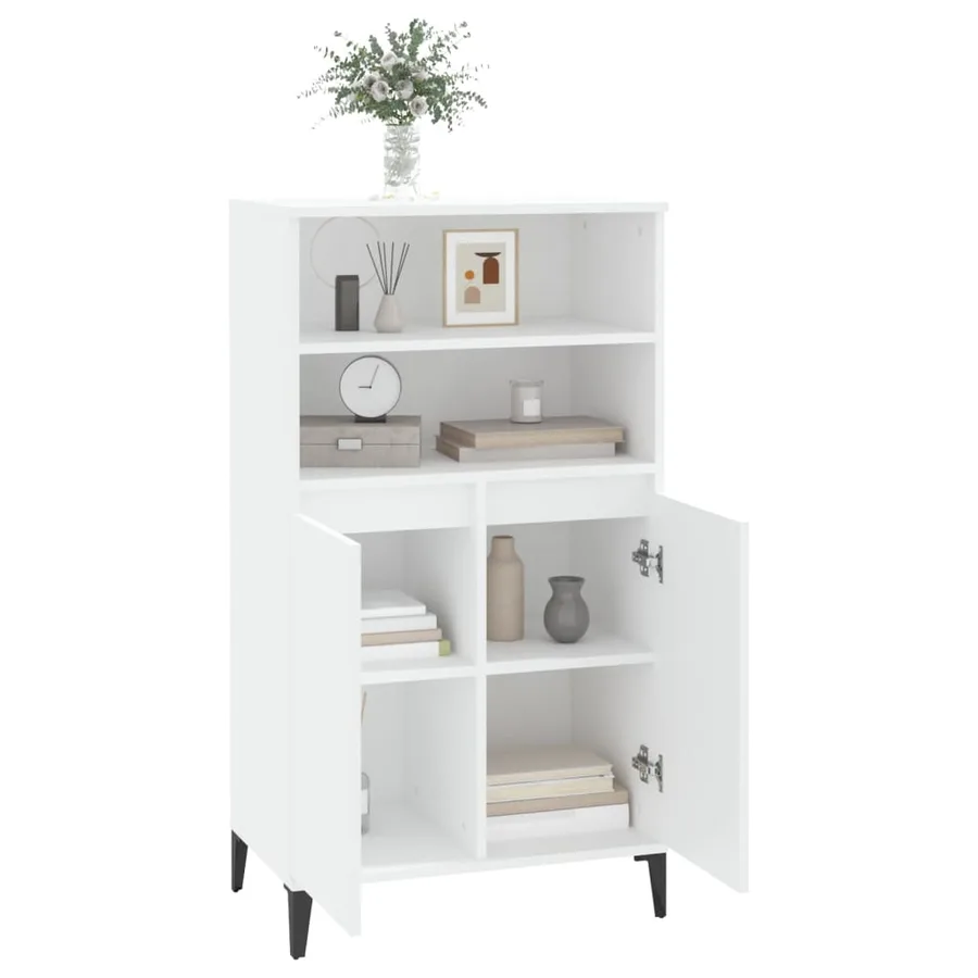 Buffet haut Blanc 60x36x110 cm Bois d'ingénierie - 7