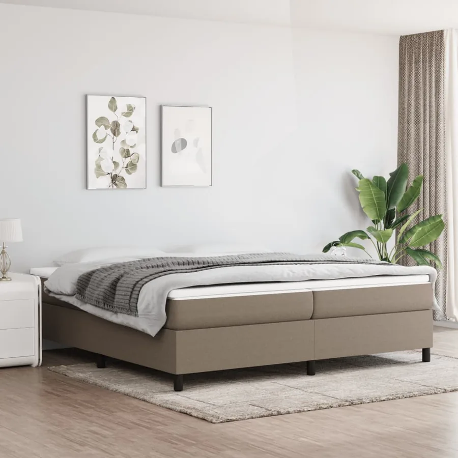 Cadre de lit à lattes taupe 200x200 cm tissu