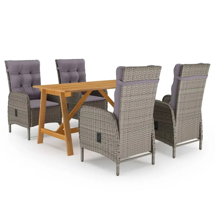 Ensemble à manger de jardin 5 pcs Gris