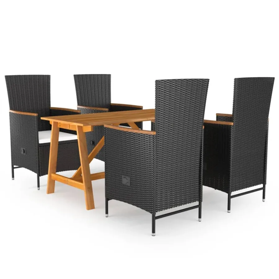 Ensemble à manger de jardin 5 pcs Noir