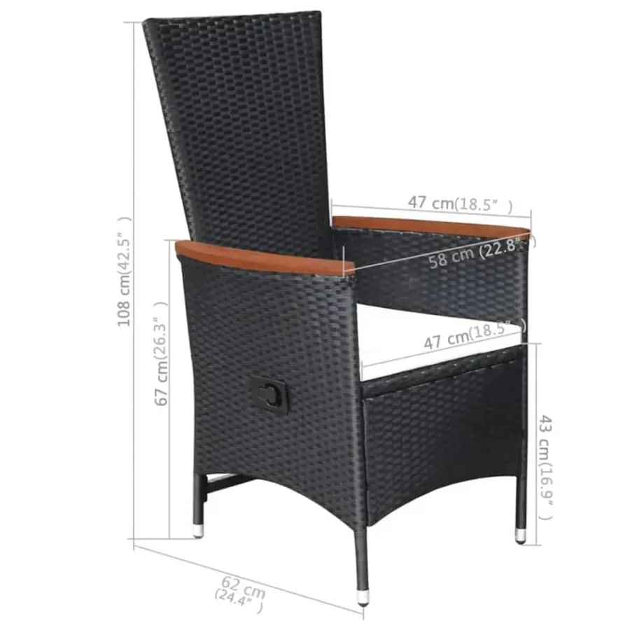 Ensemble à manger de jardin 5 pcs Noir - 11