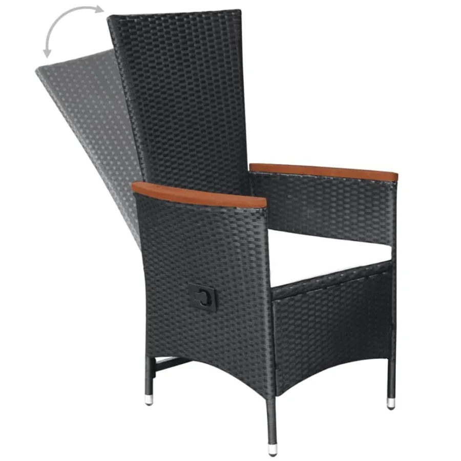 Ensemble à manger de jardin 5 pcs Noir - 9