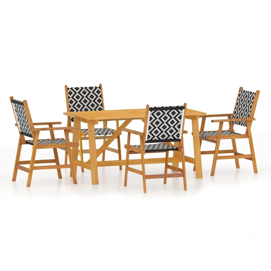 Ensemble à manger de jardin 5 pcs Bois d'acacia solide - 2