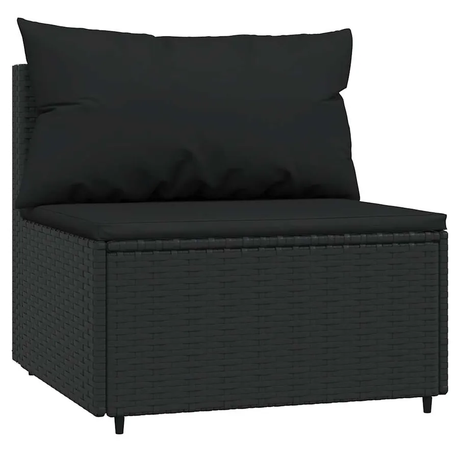 Salon de jardin 3 pcs avec coussins Noir Résine tressée - 4