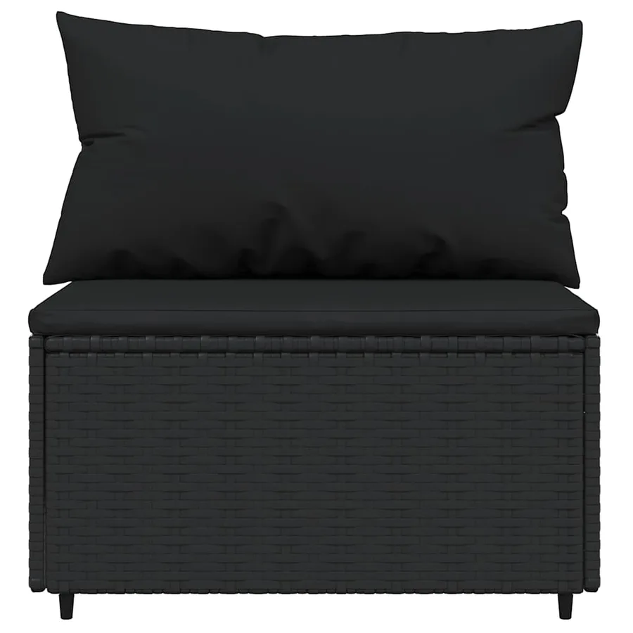 Salon de jardin 3 pcs avec coussins Noir Résine tressée - 5