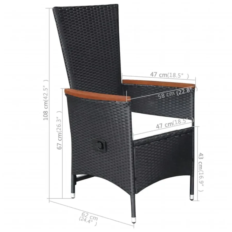 Ensemble à manger de jardin 5 pcs Noir - 15