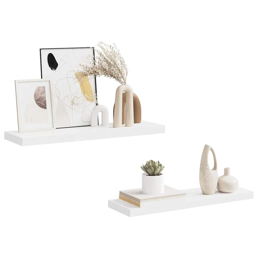 Étagères murales flottantes 2 pcs blanc 80x23,5x3,8 cm MDF - 5