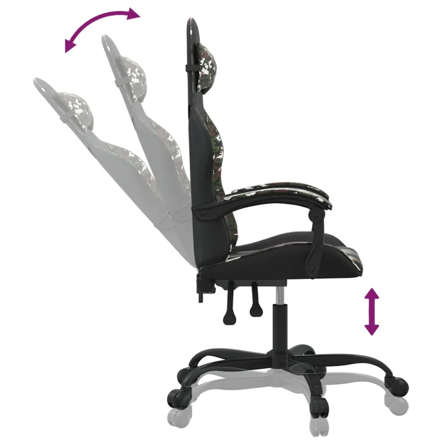 Chaise de jeu pivotante Noir et camouflage Similicuir - 10
