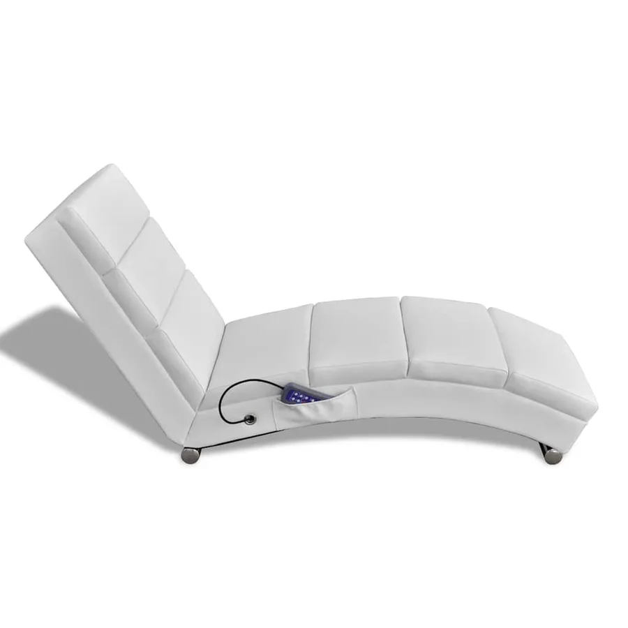 Chaise longue de massage Blanc Similicuir - 2
