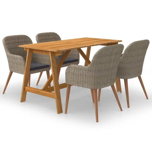 Ensemble à manger de jardin 5 pcs Marron