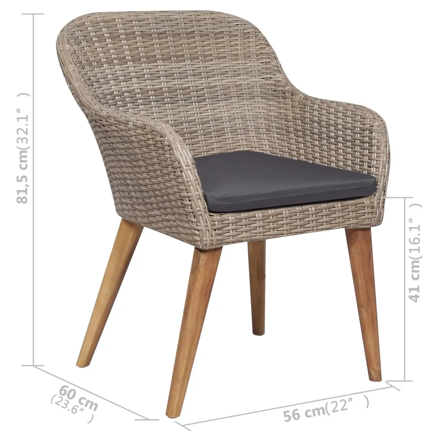 Ensemble à manger de jardin 5 pcs Marron - 11
