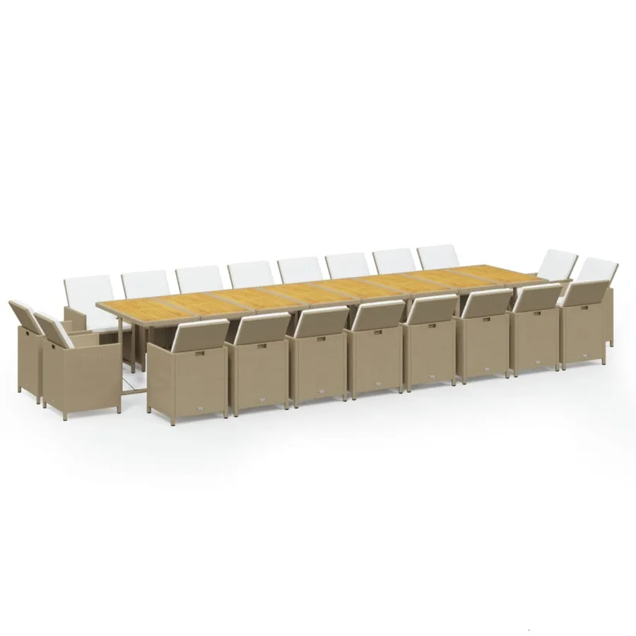 Ensemble à manger de jardin coussins 21 pcs résine tressée - 2