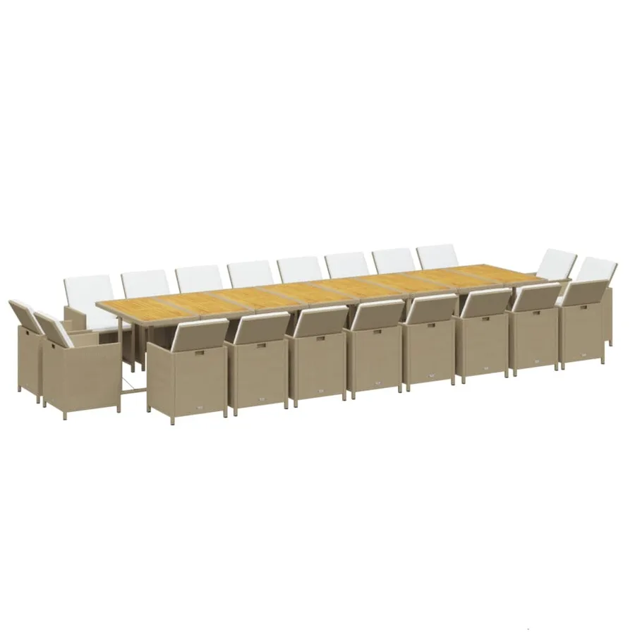 Ensemble à manger de jardin coussins 21 pcs résine tressée - 3