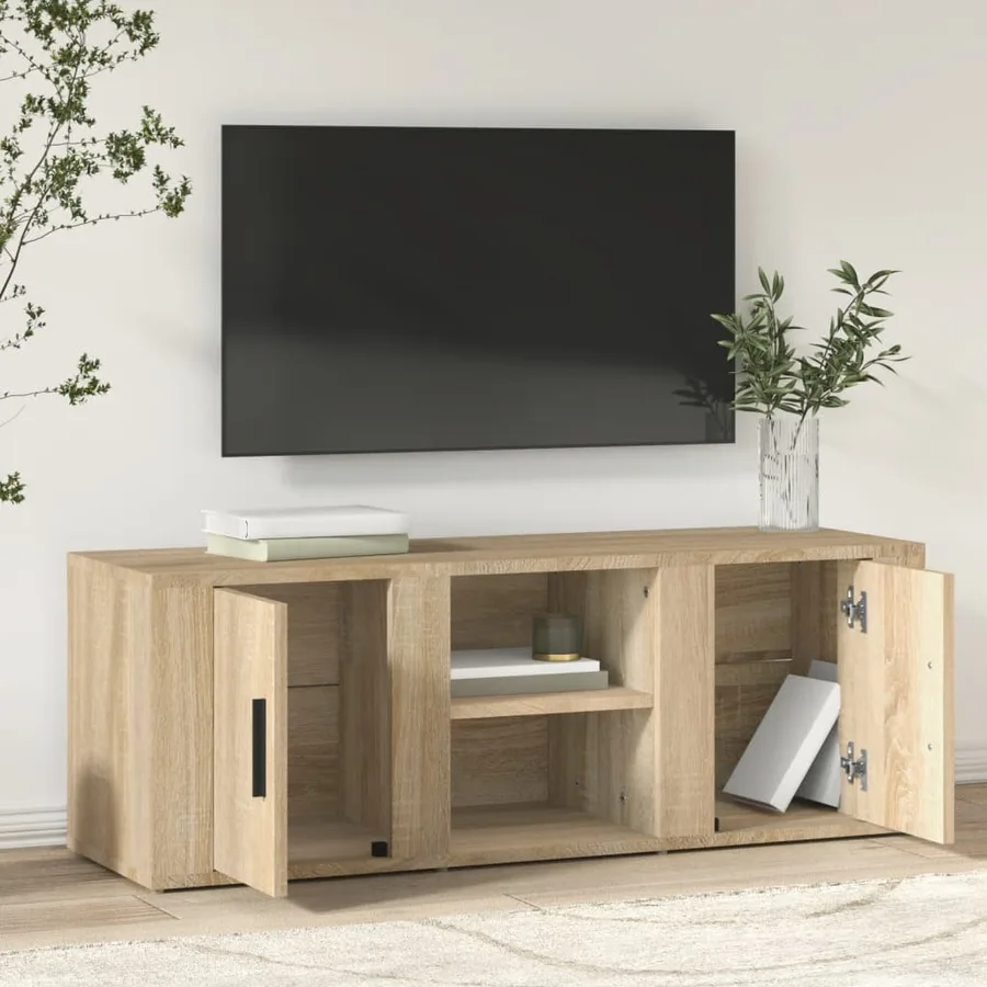 Meuble TV Chêne sonoma 100x31,5x35 cm Bois d'ingénierie - 3