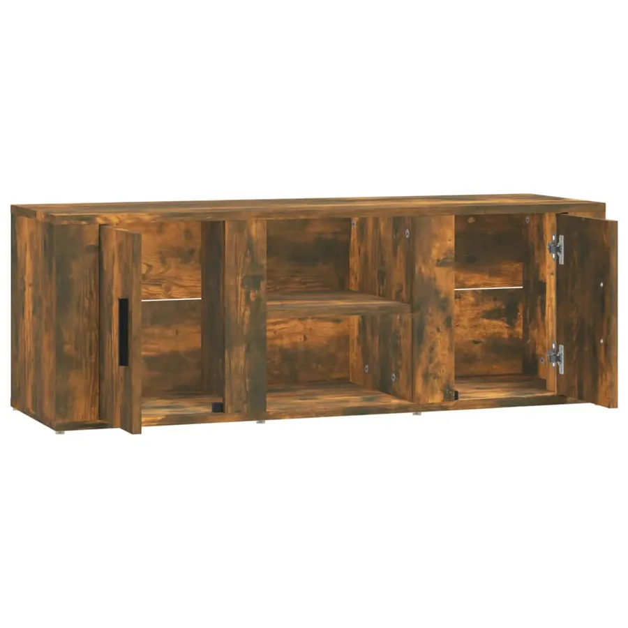 Meuble TV Chêne fumé 100x31,5x35 cm Bois d'ingénierie - 7