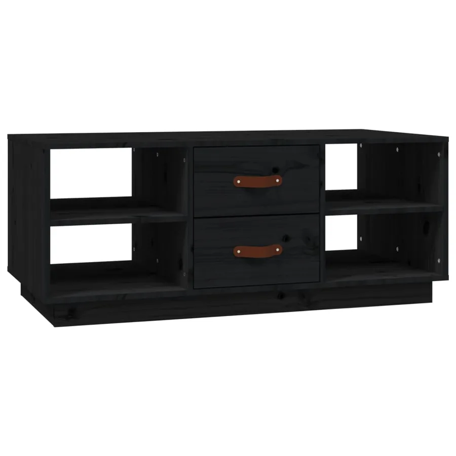 Table basse Noir 100x50x41 cm Bois massif de pin - 2