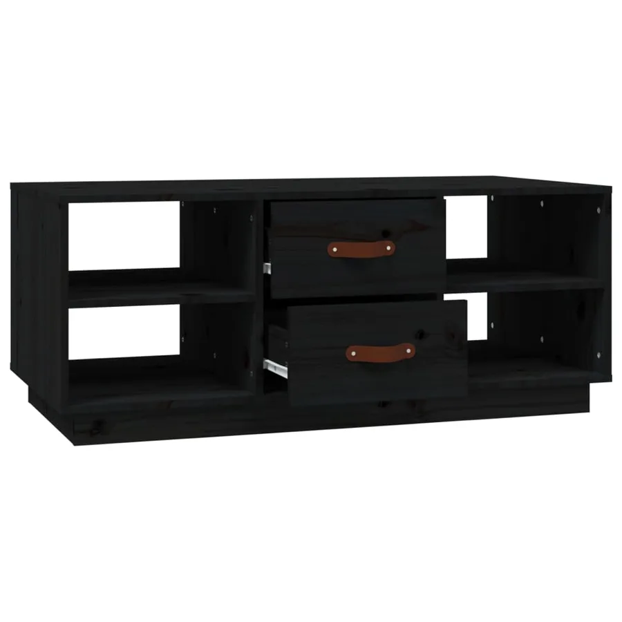 Table basse Noir 100x50x41 cm Bois massif de pin - 6