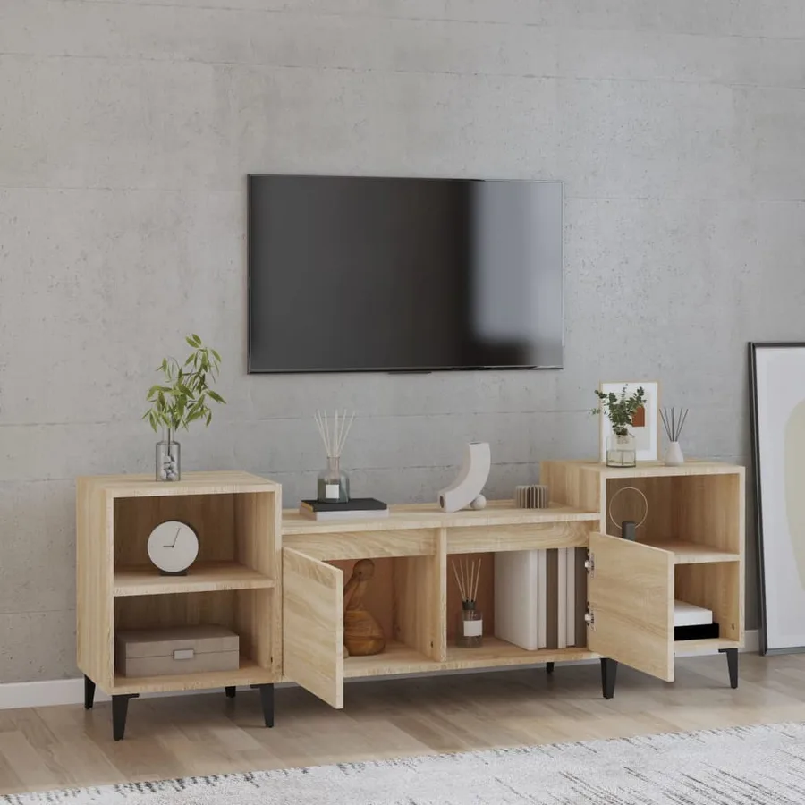 Meuble TV Chêne sonoma 160x35x55 cm Bois d'ingénierie - 3
