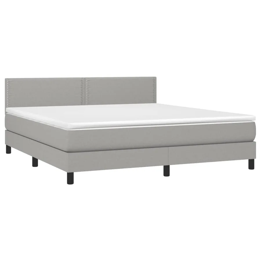 Sommier à lattes de lit et matelas et LED Gris clair 180x200 cm - 3