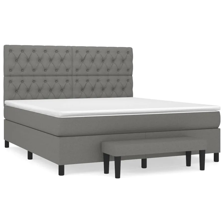 Sommier à lattes de lit avec matelas Gris foncé 160x200cm Tissu - 2