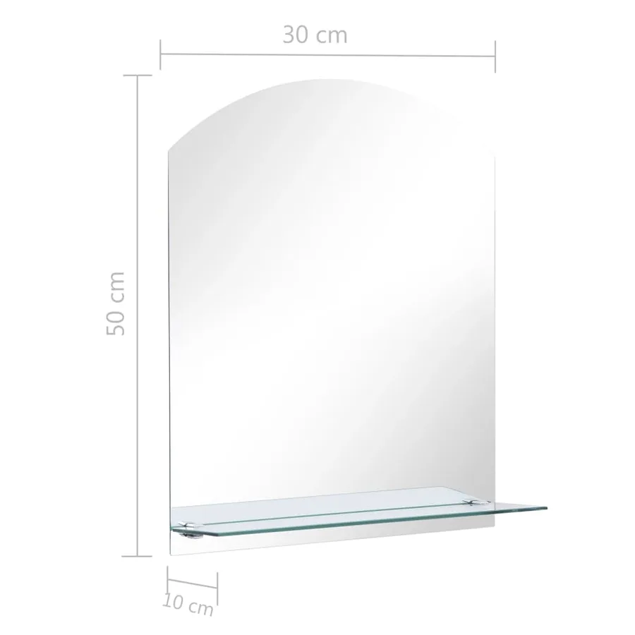 Miroir mural avec étagère 30x50 cm Verre trempé - 6