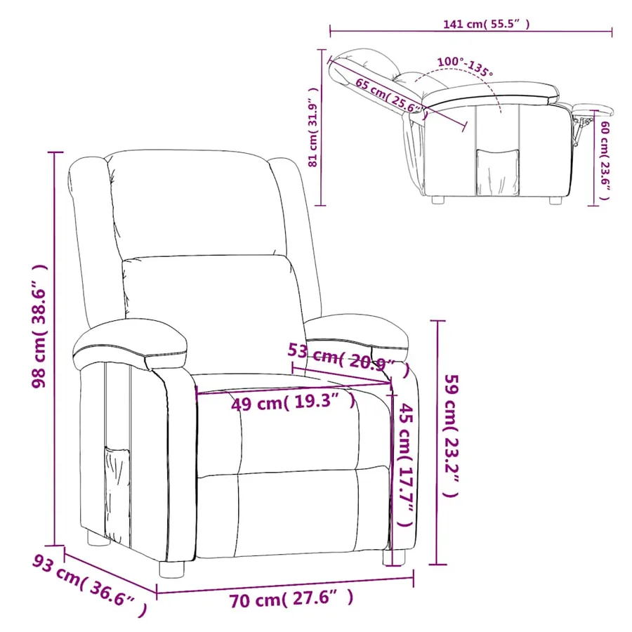 Fauteuil inclinable Gris Similicuir - 9