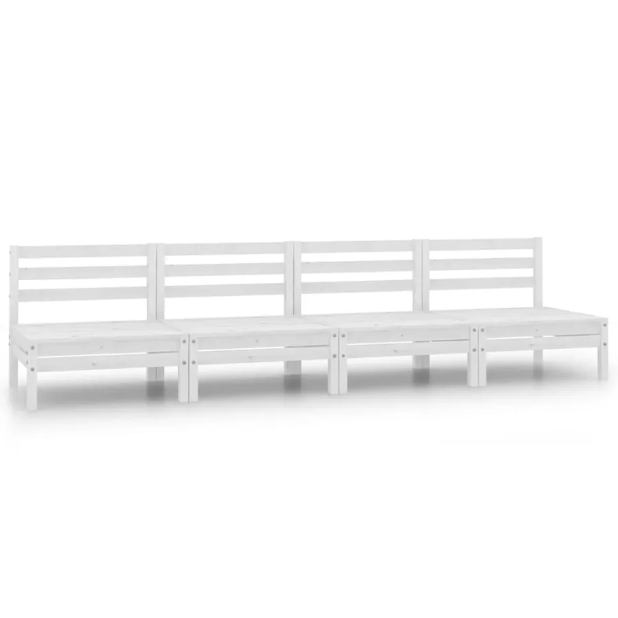 Salon de jardin 4 pcs Blanc Bois de pin massif - 2