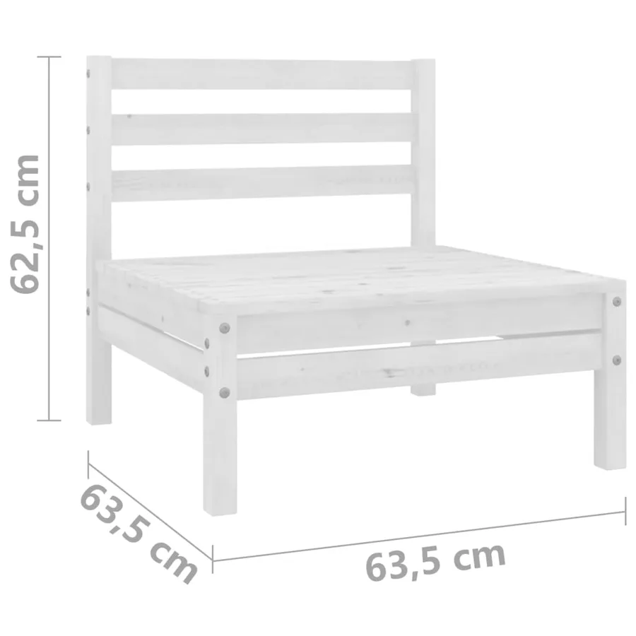 Salon de jardin 4 pcs Blanc Bois de pin massif - 7