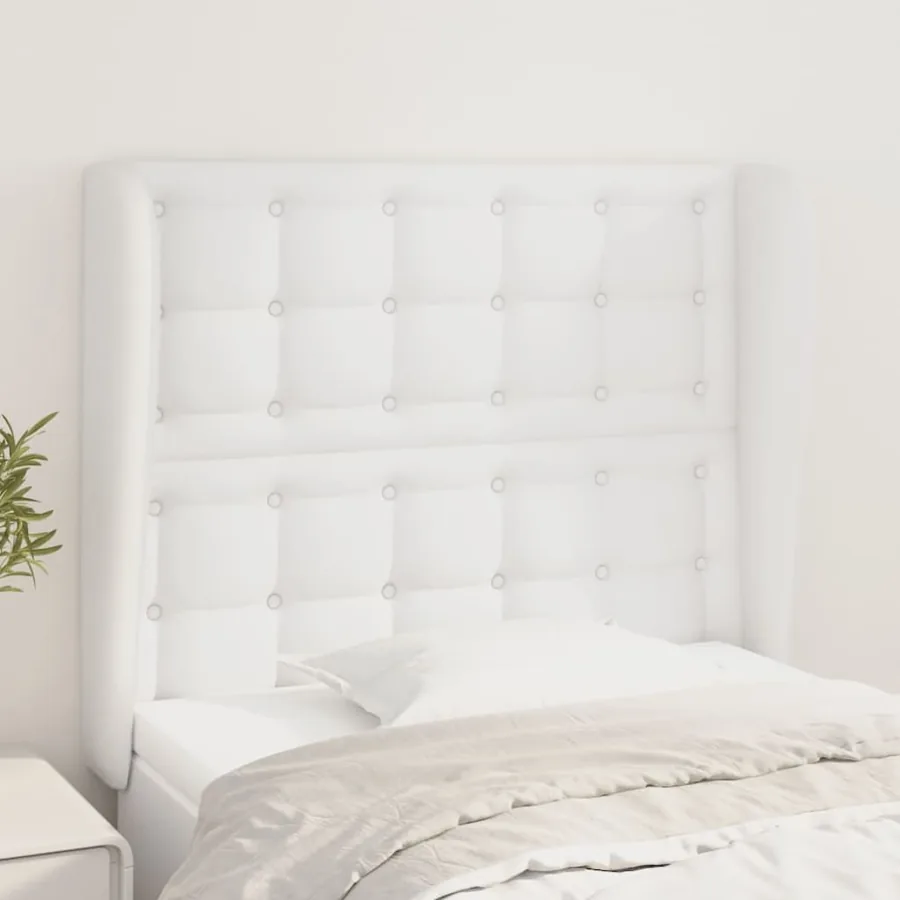 Tête de lit avec oreilles Blanc 83x23x118/128 cm Similicuir
