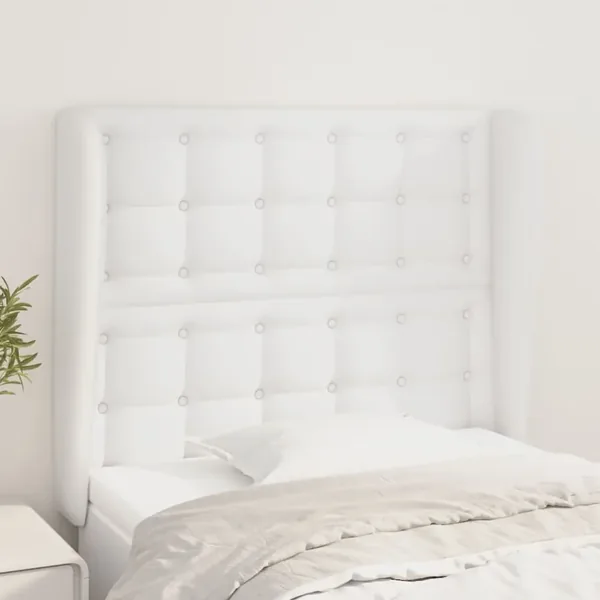 Tête de lit avec oreilles Blanc 83x23x118/128 cm Similicuir