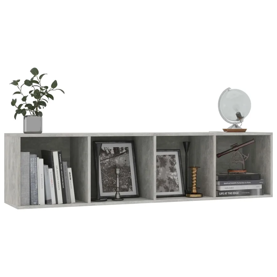 Bibliothèque/Meuble TV Gris béton 143x30x36 cm - 5