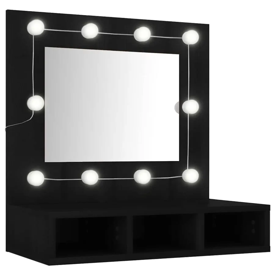Armoire à miroir avec LED noir 60x31,5x62 cm - 2