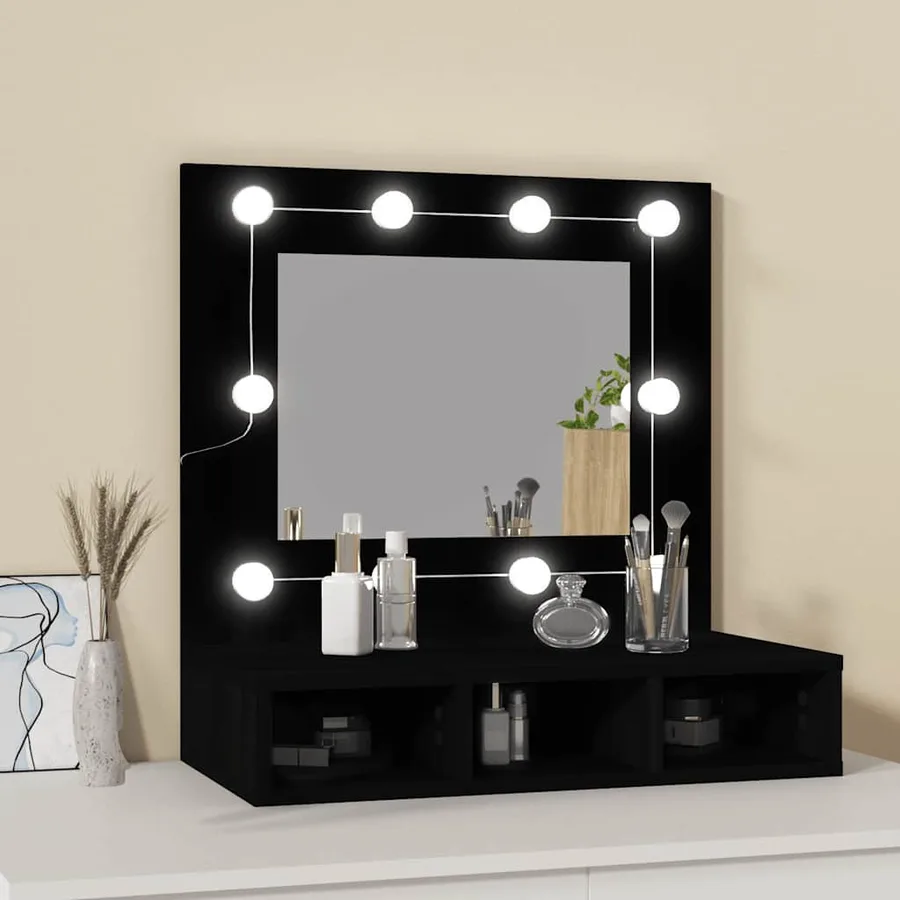 Armoire à miroir avec LED noir 60x31,5x62 cm - 4